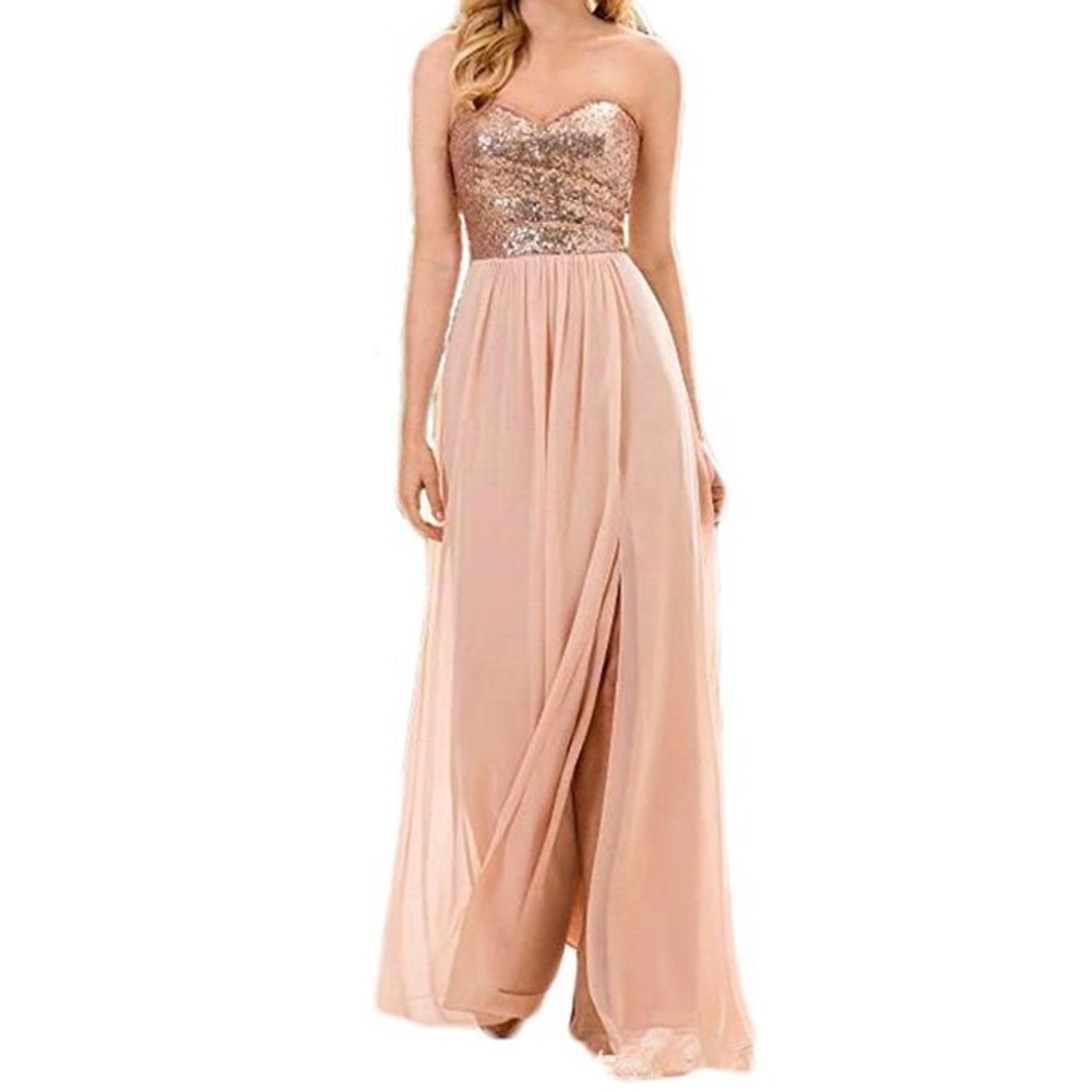 Sequin and chiffon bridesmaid or prom dress